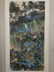 何颖作品《阴岩聚馀寒枯梢涧底留>69.7*138cm