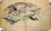 沙三春45.8*25原装老裱扇面镜片4500元